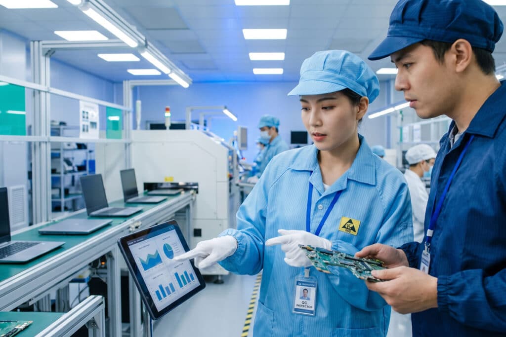 YISSIY OEM ODM Laptop QC and technical engineers discussed on-site
