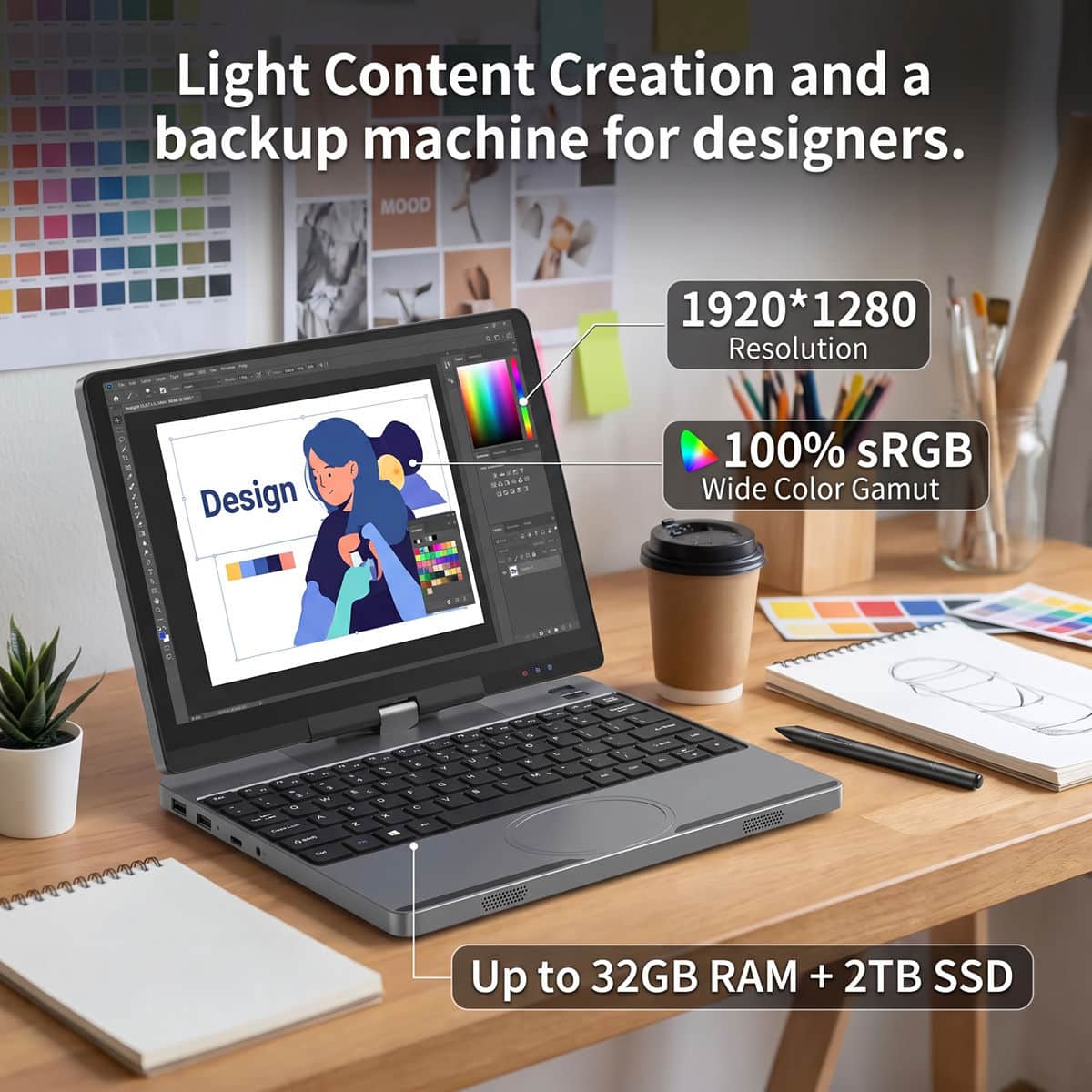 YISSIY YX105R 10.5" 4-in-1 Convertible Laptop for Designer & Creators