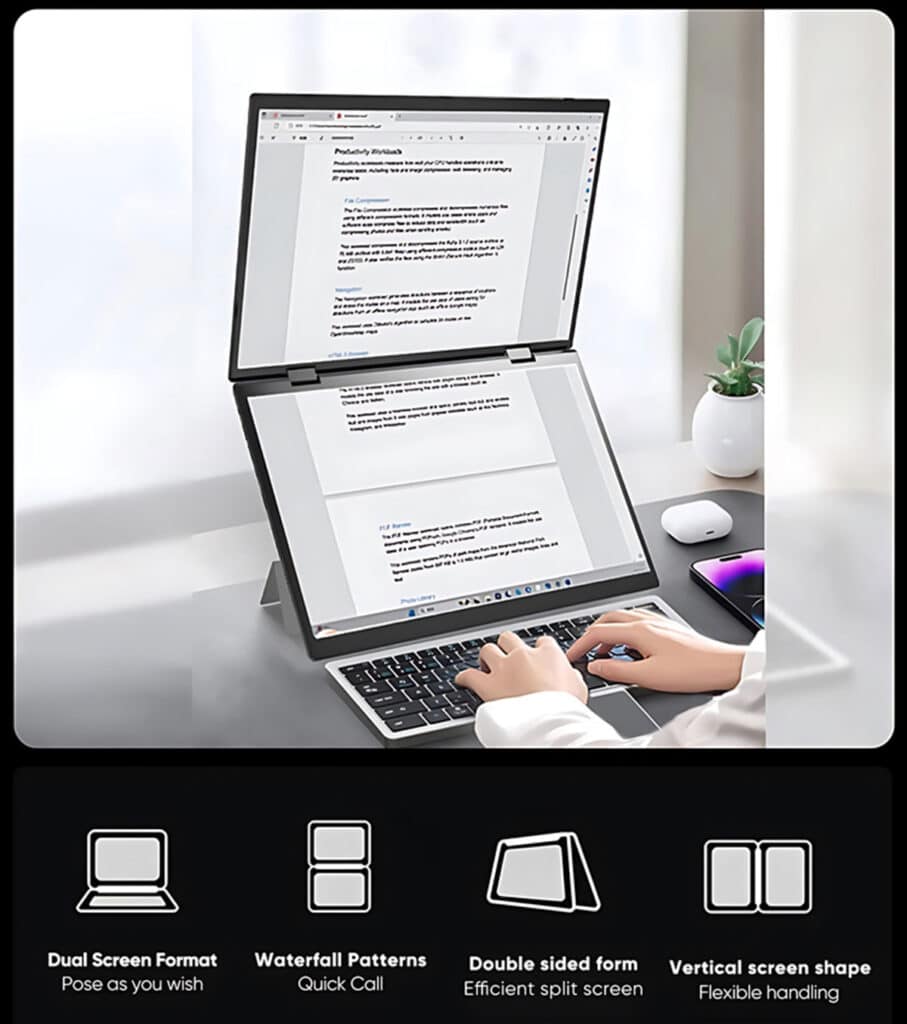 YISSIY YX140D 14 Inches Dual Touch Screen Laptop for Work