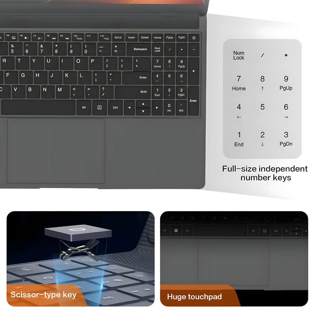 YISSIY YX156S 15.6" Ultra-Slim Business Laptop with the full-size ergonomic keyboard