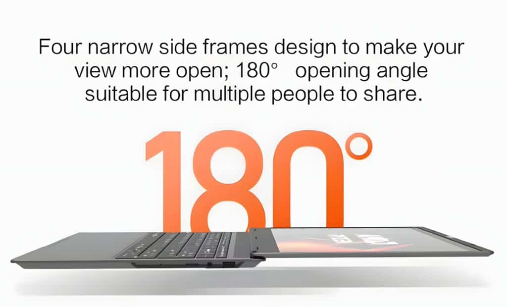 YISSIY YX156S 15.6" Ultra-Slim Business Laptop with 180-Degree Lay-Flat Hinge